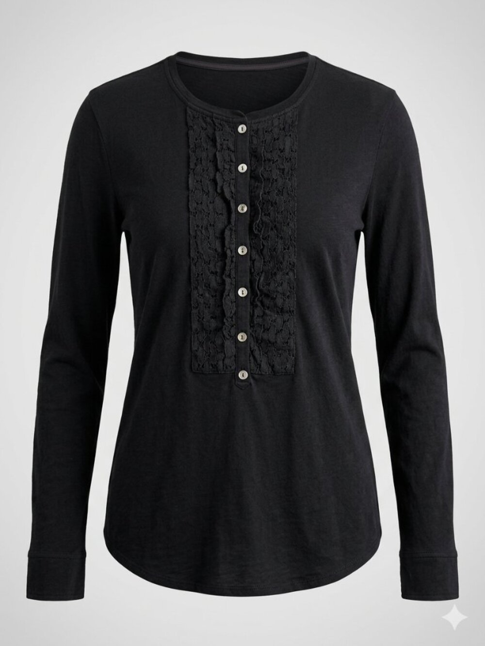 J.Crew 100% Cotton Black Long Sleeve Henley Tunic: 4436